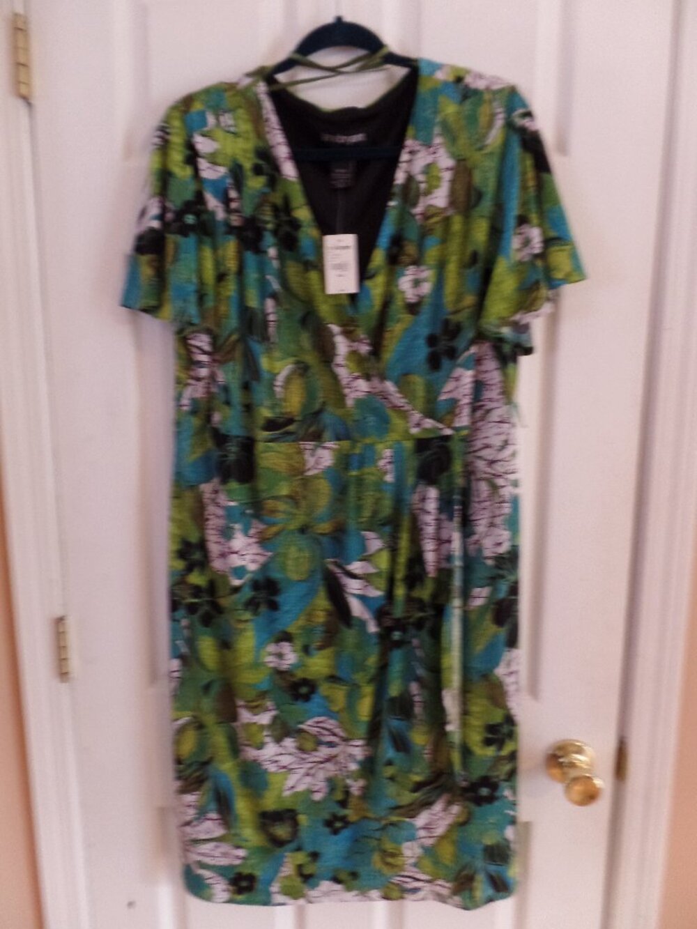 *NWT* Lane Bryant 18/20 18 20 Green Teal White FLORAL Faux Wrap Dress